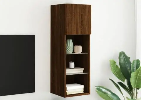 Comodă TV cu lumini LED, stejar maro, 30,5x30x90 cm - 4/5