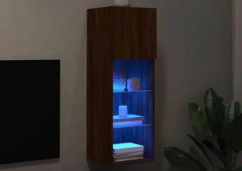 Comodă TV cu lumini LED, stejar maro, 30,5x30x90 cm - 5/5