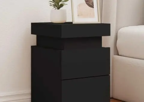 Noptieră cu lumini LED, negru, 35x39x55 cm - 1/5