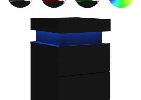 Noptieră cu lumini LED, negru, 35x39x55 cm - 2/5