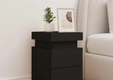 Noptieră cu lumini LED, negru, 35x39x55 cm - 3/5