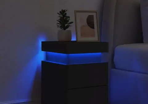 Noptieră cu lumini LED, negru, 35x39x55 cm - 4/5