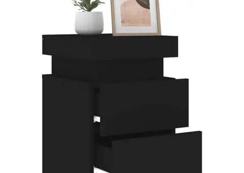 Noptieră cu lumini LED, negru, 35x39x55 cm - 5/5