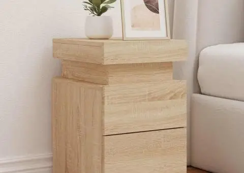 Noptieră cu lumini LED, stejar sonoma, 35x39x55 cm - 1/5