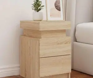 vidaXL Noptieră cu lumini LED, stejar sonoma, 35x39x55 cm