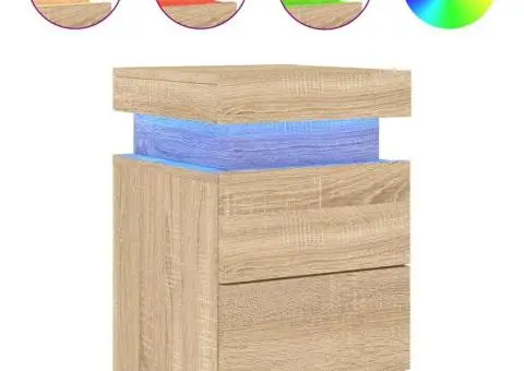 Noptieră cu lumini LED, stejar sonoma, 35x39x55 cm - 2/5