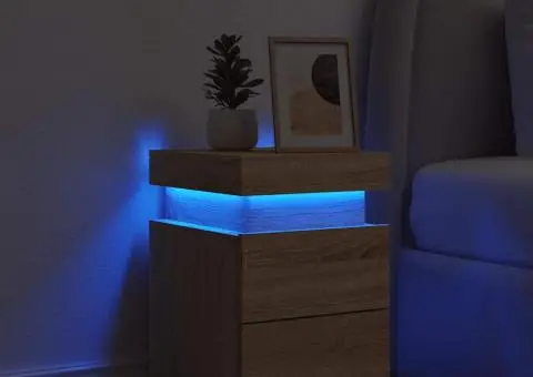 Noptieră cu lumini LED, stejar sonoma, 35x39x55 cm - 4/5