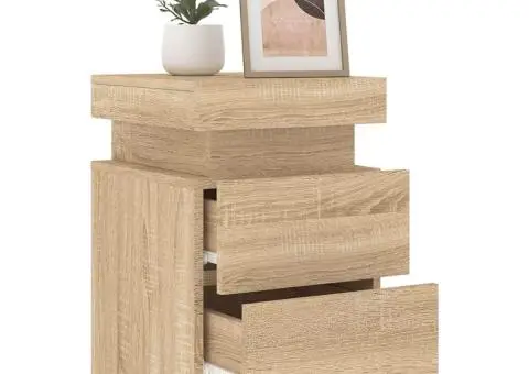 Noptieră cu lumini LED, stejar sonoma, 35x39x55 cm - 5/5