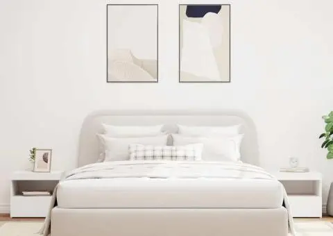 Noptiere cu lumini LED, 2 buc., alb, 50x40x45 cm - 3/5