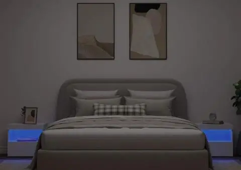 Noptiere cu lumini LED, 2 buc., alb, 50x40x45 cm - 4/5