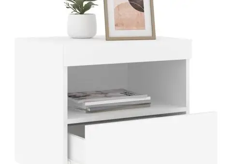 Noptiere cu lumini LED, 2 buc., alb, 50x40x45 cm - 5/5