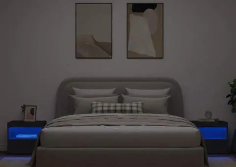 Noptiere cu lumini LED, 2 buc., negru, 50x40x45 cm - 3/5