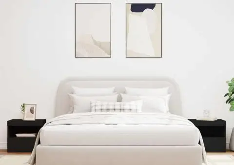 Noptiere cu lumini LED, 2 buc., negru, 50x40x45 cm - 4/5