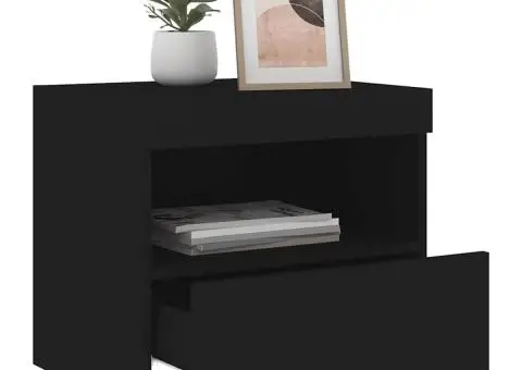 Noptiere cu lumini LED, 2 buc., negru, 50x40x45 cm - 5/5