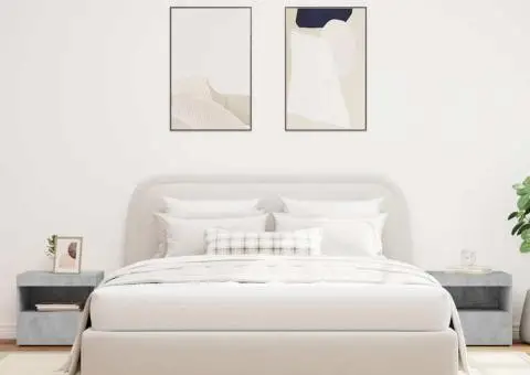 Noptiere cu lumini LED, 2 buc., gri beton, 50x40x45 cm - 3/5