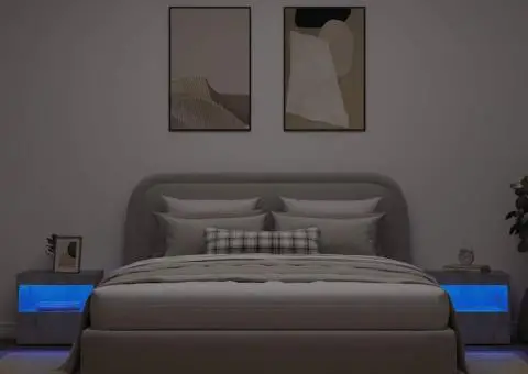 Noptiere cu lumini LED, 2 buc., gri beton, 50x40x45 cm - 4/5