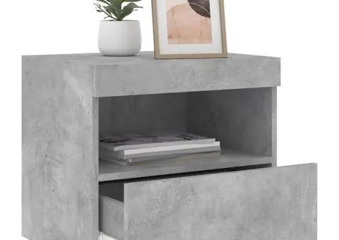 Noptiere cu lumini LED, 2 buc., gri beton, 50x40x45 cm - 5/5