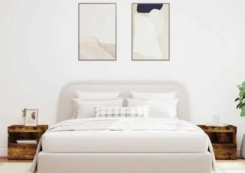 Noptiere cu lumini LED, 2 buc., stejar fumuriu, 50x40x45 cm - 3/5