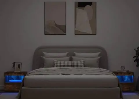 Noptiere cu lumini LED, 2 buc., stejar fumuriu, 50x40x45 cm - 4/5