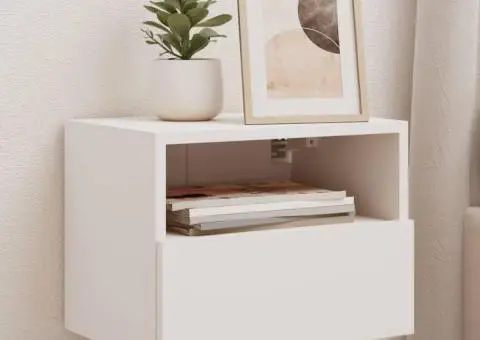 Comode TV de perete, 2 buc., alb, 40x30x30 cm, lemn prelucrat - 1/5