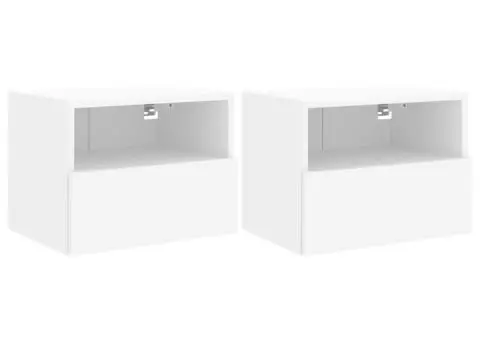 Comode TV de perete, 2 buc., alb, 40x30x30 cm, lemn prelucrat - 2/5