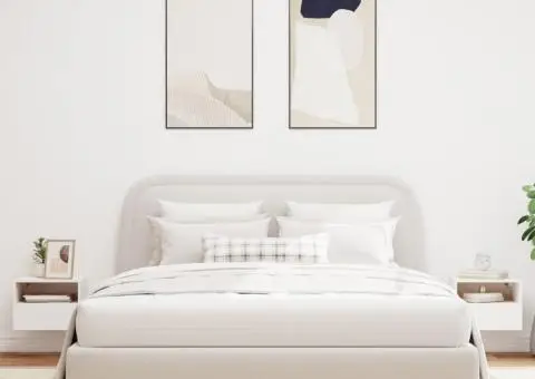 Comode TV de perete, 2 buc., alb, 40x30x30 cm, lemn prelucrat - 3/5