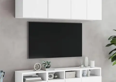 Comode TV de perete, 2 buc., alb, 40x30x30 cm, lemn prelucrat - 4/5