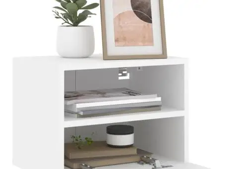 Comode TV de perete, 2 buc., alb, 40x30x30 cm, lemn prelucrat - 5/5