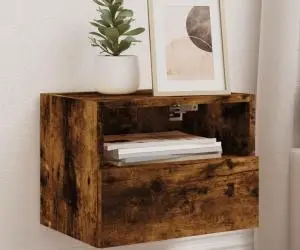 vidaXL Comodă TV de perete stejar fumuriu 40x30x30 cm lemn prelucrat