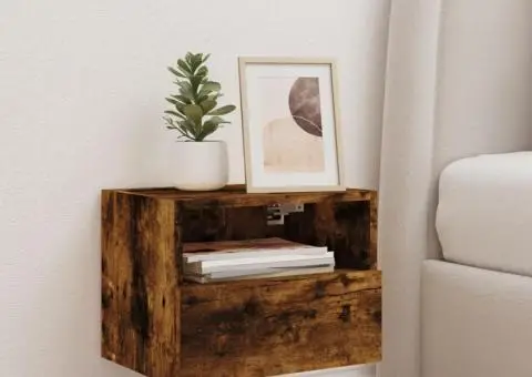 Comodă TV de perete stejar fumuriu 40x30x30 cm lemn prelucrat - 3/5