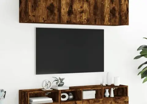 Comodă TV de perete stejar fumuriu 40x30x30 cm lemn prelucrat - 4/5