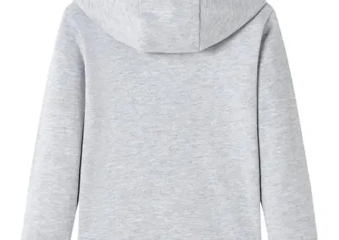 Hanorac pentru copii cu glugă, gri melanj și portocaliu, 140 - 2/5