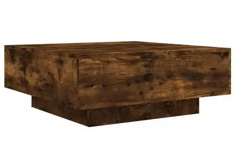 Măsuță de cafea cu lumini LED, stejar fumuriu, 80x80x31 cm - 3/5