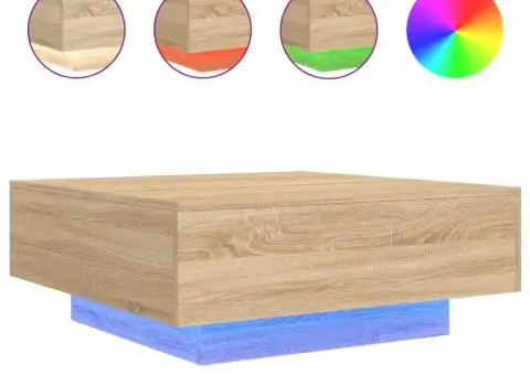 Măsuță de cafea cu lumini LED, stejar sonoma, 80x80x31 cm - 2/5