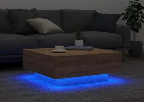 Măsuță de cafea cu lumini LED, stejar sonoma, 80x80x31 cm - 4/5