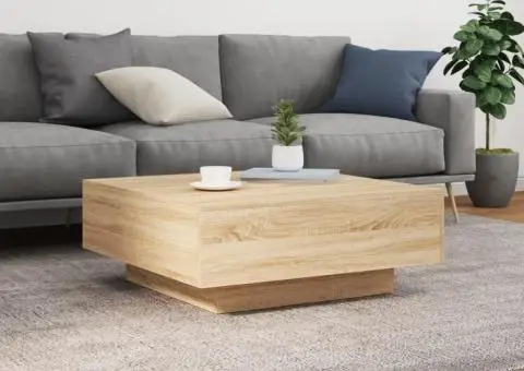 Măsuță de cafea cu lumini LED, stejar sonoma, 80x80x31 cm - 5/5