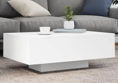 Măsuță de cafea cu lumini LED, alb, 85x55x31 cm - 1/5