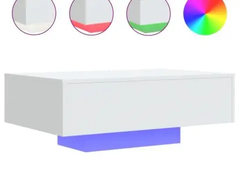 Măsuță de cafea cu lumini LED, alb, 85x55x31 cm - 2/5