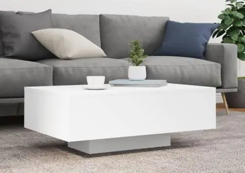 Măsuță de cafea cu lumini LED, alb, 85x55x31 cm - 4/5