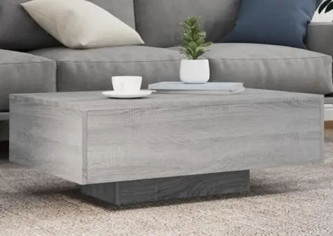 Măsuță de cafea cu lumini LED, gri sonoma, 85x55x31 cm - 1/5