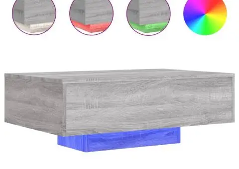 Măsuță de cafea cu lumini LED, gri sonoma, 85x55x31 cm - 2/5