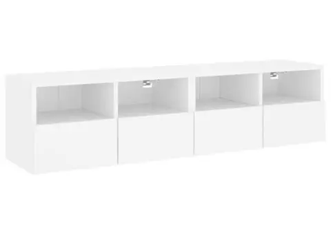 Dulap TV de perete, 2 buc, alb, 60x30x30 cm, lemn prelucrat - 2/5