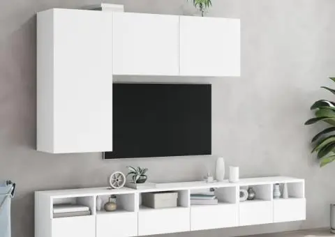 Dulap TV de perete, 2 buc, alb, 60x30x30 cm, lemn prelucrat - 4/5