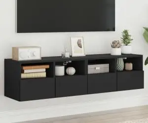 vidaXL Comode TV de perete, 2 buc., negru, 60x30x30 cm, lemn
