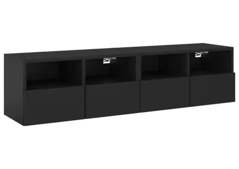 Comode TV de perete, 2 buc., negru, 60x30x30 cm, lemn - 2/5