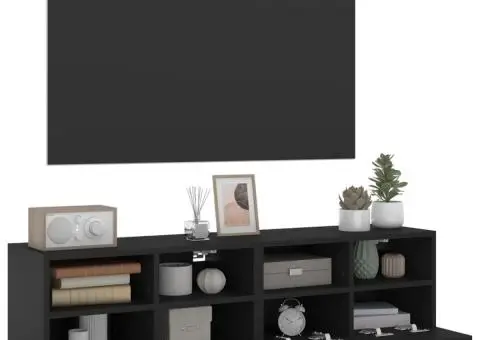Comode TV de perete, 2 buc., negru, 60x30x30 cm, lemn - 5/5