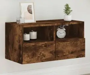 vidaXL Comodă TV de perete stejar fumuriu 60x30x30 cm lemn prelucrat