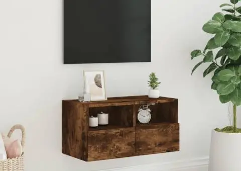 Comodă TV de perete stejar fumuriu 60x30x30 cm lemn prelucrat - 3/5
