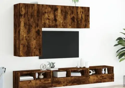 Comodă TV de perete stejar fumuriu 60x30x30 cm lemn prelucrat - 4/5