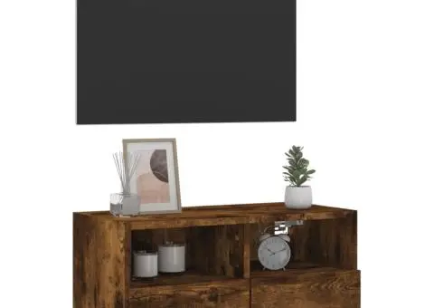 Comodă TV de perete stejar fumuriu 60x30x30 cm lemn prelucrat - 5/5